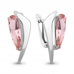 Серебряные серьги AQUAMARINE А4791590 с морганитом А4791590 фото
