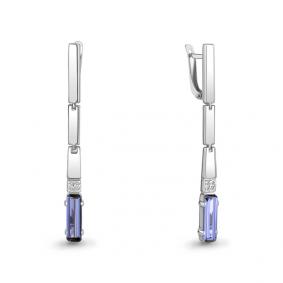 Серебряные серьги AQUAMARINE А47930603А с фианитом и танзанитом А47930603А фото