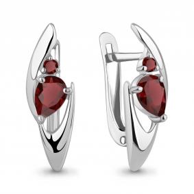 Серебряные серьги AQUAMARINE А4793103 с гранатом А4793103 фото