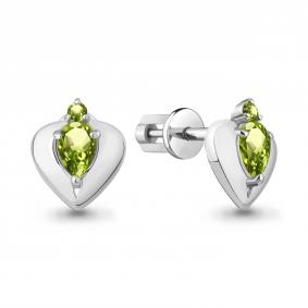 Серебряные серьги AQUAMARINE А4793207 с хризолитом А4793207 фото