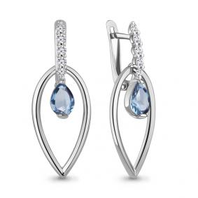 Серебряные серьги AQUAMARINE А4796805А с топазом и фианитом А4796805А фото