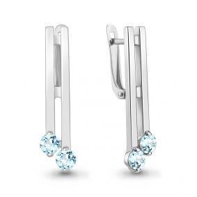 Серебряные серьги AQUAMARINE А4797702 с топазом А4797702 фото