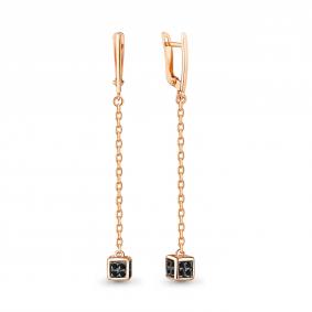 Серьги из золочёного серебра AQUAMARINE А48004Ч-п с ювелирным кристаллом А48004Ч-п фото