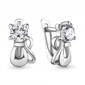Серебряные серьги AQUAMARINE А48010А с фианитом А48010А фото