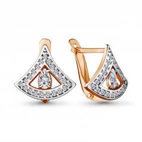 Серьги из золочёного серебра AQUAMARINE А48022А-п с фианитом А48022А-п фото