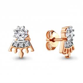 Серьги из золочёного серебра AQUAMARINE А48049А-п с фианитом А48049А-п фото