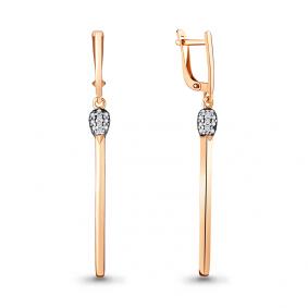 Серьги из золочёного серебра AQUAMARINE А48067А-п с фианитом А48067А-п фото