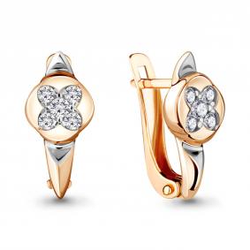 Серьги из золочёного серебра AQUAMARINE А48072А-п с фианитом А48072А-п фото