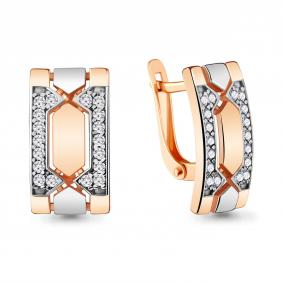 Серьги из золочёного серебра AQUAMARINE А48087А-пк с фианитом А48087А-пк фото