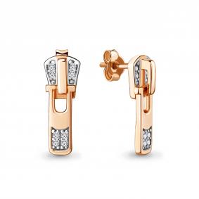Серьги из золочёного серебра AQUAMARINE А48103А-п с фианитом А48103А-п фото
