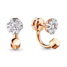Серьги из золочёного серебра AQUAMARINE А48124А-п с фианитом А48124А-п фото