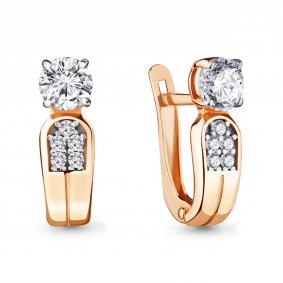 Серьги из золочёного серебра AQUAMARINE А48134А-п с фианитом А48134А-п фото