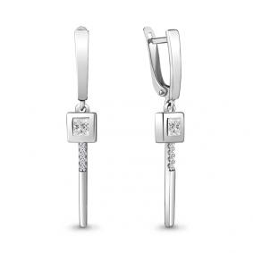Серебряные серьги AQUAMARINE А48161А с фианитом А48161А фото