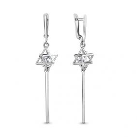 Серебряные серьги AQUAMARINE с подвижным фианитом А48169 А48169 фото
