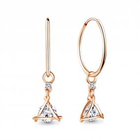 Серьги-трансформеры из золоченого серебра AQUAMARINE с фианитом А48170А-п А48170А-п фото