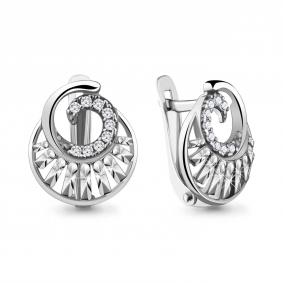 Серебряные серьги AQUAMARINE А48187А с фианитом А48187А фото