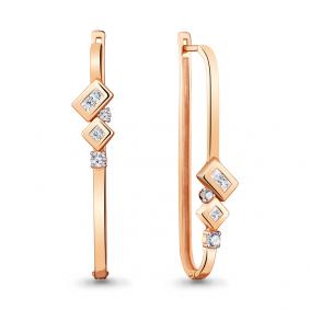 Серьги из золочёного серебра AQUAMARINE А48190А-п с фианитом А48190А-п фото
