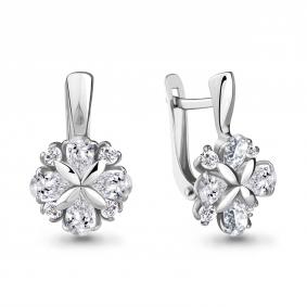 Серебряные серьги AQUAMARINE А48191А с фианитом А48191А фото