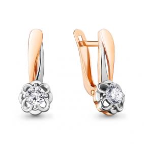 Серьги из золочёного серебра AQUAMARINE А48196А-пк с фианитом А48196А-пк фото