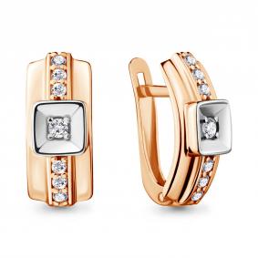 Серьги из золочёного серебра AQUAMARINE А48216А-пк с фианитом А48216А-пк фото