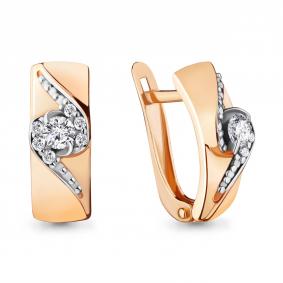 Серьги из золочёного серебра AQUAMARINE А48217А-п с фианитом А48217А-п фото