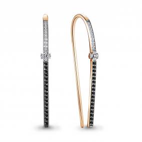 Серьги из золочёного серебра AQUAMARINE А48221АЧ-п с фианитом и ювелирным кристаллом А48221АЧ-п фото