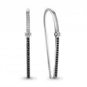 Серебряные серьги AQUAMARINE А48221АЧ с фианитом и ювелирным кристаллом А48221АЧ фото