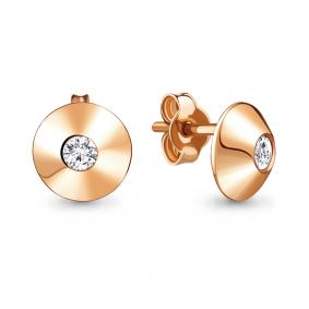 Серьги из золочёного серебра AQUAMARINE А48222А-п с фианитом А48222А-п фото
