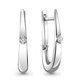 Серебряные серьги AQUAMARINE А48223А с фианитом А48223А фото
