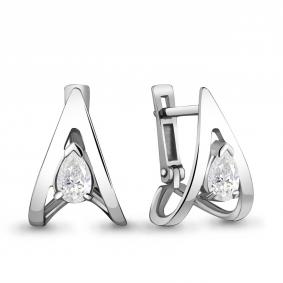 Серебряные серьги AQUAMARINE А48224 с фианитом А48224 фото