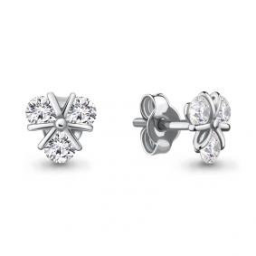 Серебряные серьги AQUAMARINE А48244 с фианитом А48244 фото