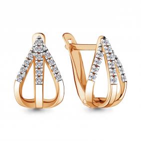 Серьги из золочёного серебра AQUAMARINE А48249А-п с фианитом А48249А-п фото
