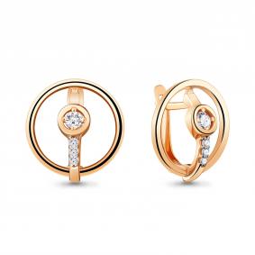 Серьги из золочёного серебра AQUAMARINE А48259А-п с фианитом А48259А-п фото