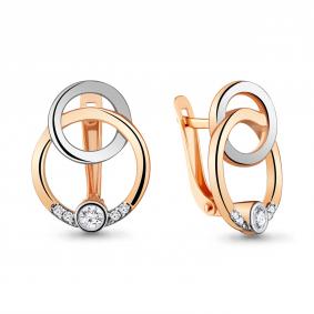 Серьги из золочёного серебра AQUAMARINE А48263А-пк с фианитом А48263А-пк фото