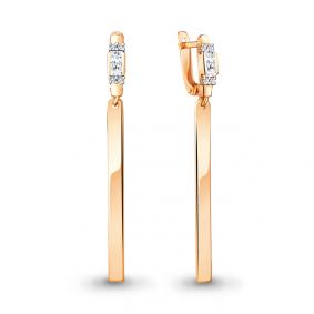 Серьги из золочёного серебра AQUAMARINE А48270А-п с фианитом А48270А-п фото