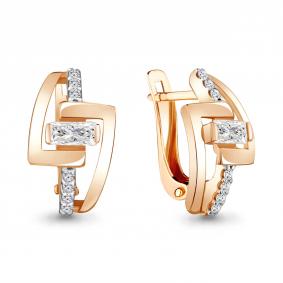 Серьги из золочёного серебра AQUAMARINE А48273А-п с фианитом А48273А-п фото