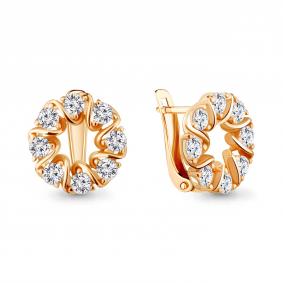 Серьги из золочёного серебра AQUAMARINE А48285А-п с фианитом А48285А-п фото