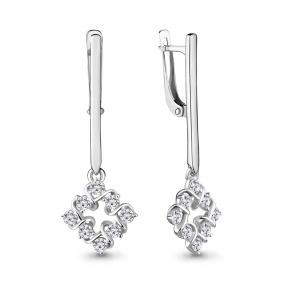 Серебряные серьги AQUAMARINE А48289А с фианитом А48289А фото