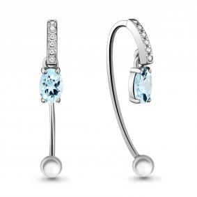Серебряные серьги AQUAMARINE А4829602А с топазом и фианитом А4829602А фото