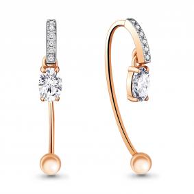 Серьги из золочёного серебра AQUAMARINE А48296А-пк с фианитом А48296А-пк фото