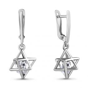 Серебряные серьги AQUAMARINE с подвижным фианитом А48297 А48297 фото