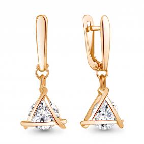 Серьги из золочёного серебра AQUAMARINE А48300-п с фианитом А48300-п фото