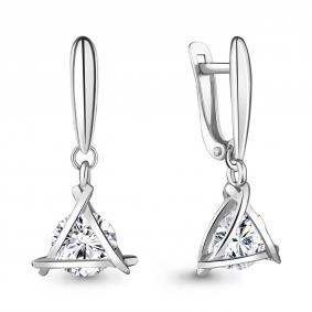 Серебряные серьги AQUAMARINE с подвижным фианитом А48300 А48300 фото