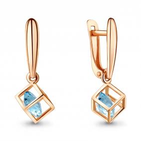 Серьги из золоченого серебра AQUAMARINE с подвижным топазом А4830102-п А4830102-п фото