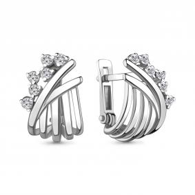 Серебряные серьги AQUAMARINE А48322А с фианитом А48322А фото