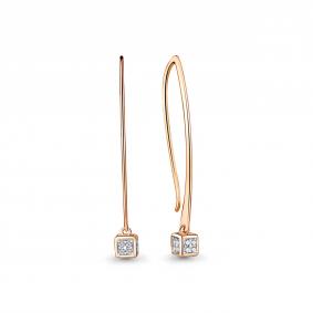 Серьги из золочёного серебра AQUAMARINE А48346А-п с фианитом А48346А-п фото