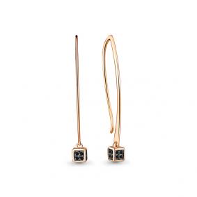 Серьги из золочёного серебра AQUAMARINE А48346Ч-п с ювелирным кристаллом А48346Ч-п фото