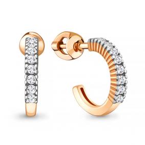 Серьги из золочёного серебра AQUAMARINE А48351А-п с фианитом А48351А-п фото