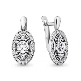 Серебряные серьги AQUAMARINE А48358А с фианитом А48358А фото