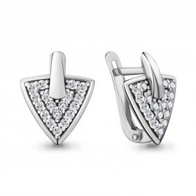 Серебряные серьги AQUAMARINE А48364А с фианитом А48364А фото